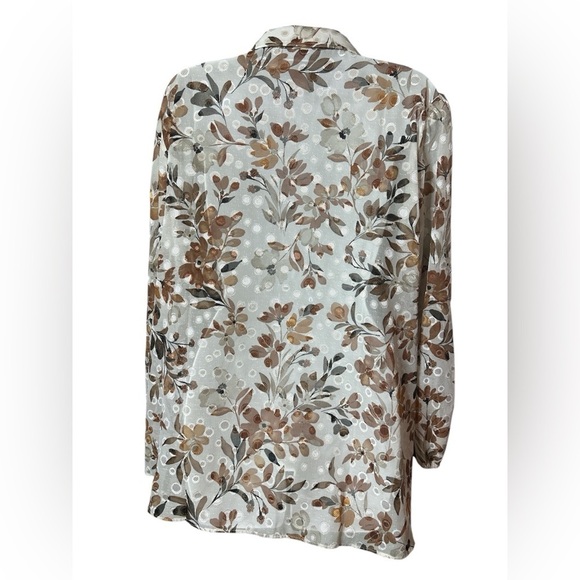 Susan Graver Petite Sheer Floral Woven Clip Dot Button Front Tunic XLP - Picture 3 of 15